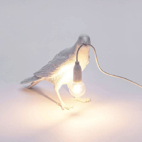Raven Lätta Fåglar Bordslampor Sovrum Harts Kråka Skrivbordslampa Sänglampa Vägglampa Black D EU Plug