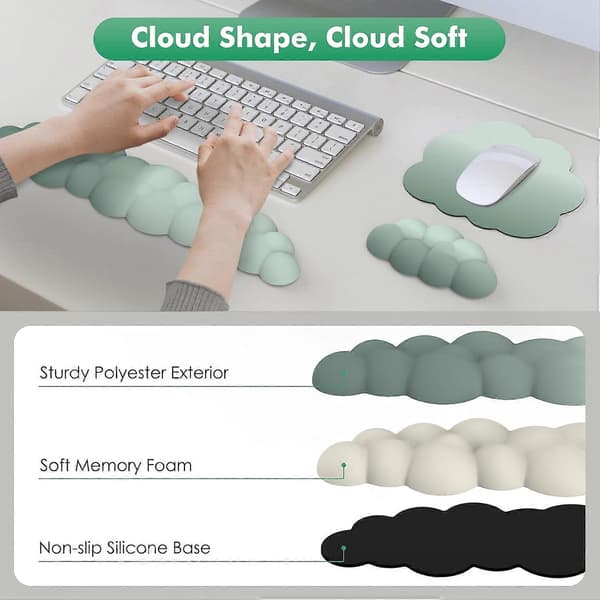 Sky Tastatur Håndleddsstøtte med Musehåndleddspute, Slitesterk Polyester, Grønn