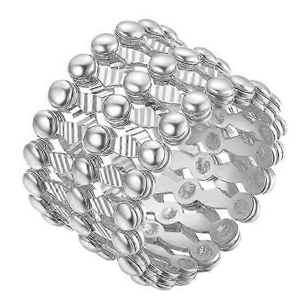 S925 Sølv Ring Armbånd 2-i-1 Transformerbar Ring Armbånd Teleskopisk Ring til Kvinder Silver No Diamond