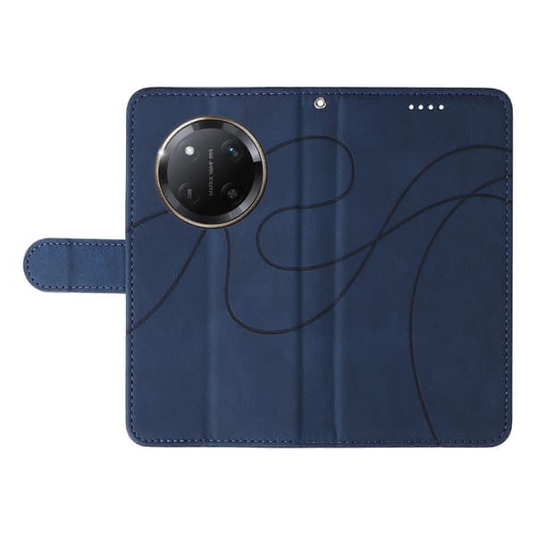 [LCS]For Honor Magic7 Lite 5G Plånboksfodral Läder Telefonfodral Stativ med Böjd Linjedesign Blue