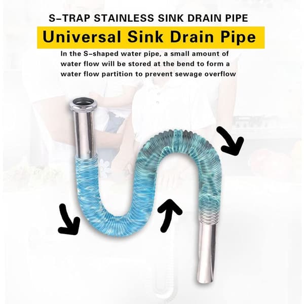 TRIOM Sink Siphon, Sink Drain Pipe, Bathroom Sink Siphon, U-shaped Chrome Siphon, Bathroom Accessories for Sinks and Washbasins
