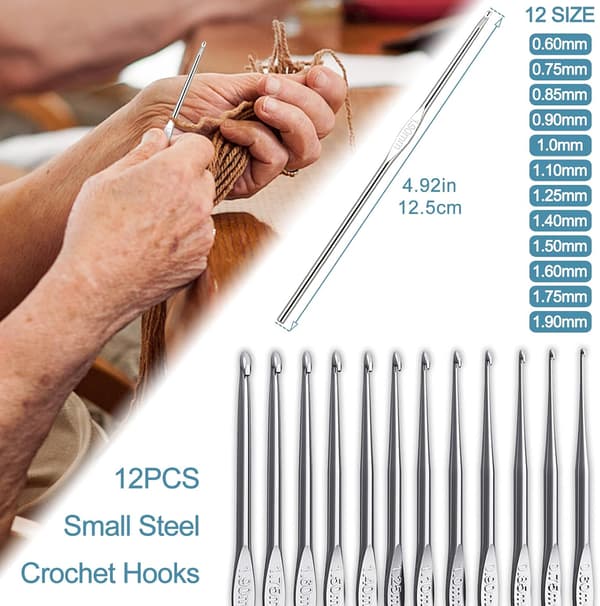 [LCS] Crochet Starter Kit for Beginners Adults, Includes Metal Crochet Hooks 0.6mm to 6mm, Cactus Case Knitting Set with Wool and Needles