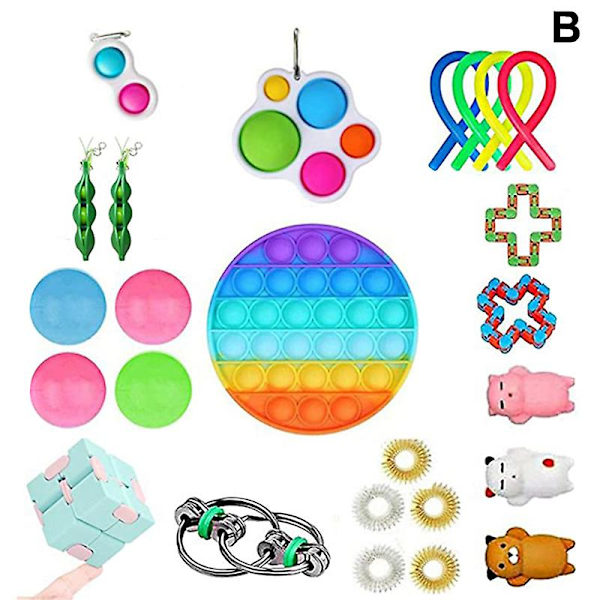 Fidget Leksaker Paket Stresslindring Och Anti-ångest Verktyg Simple Dimple Fidget Leksakspaket