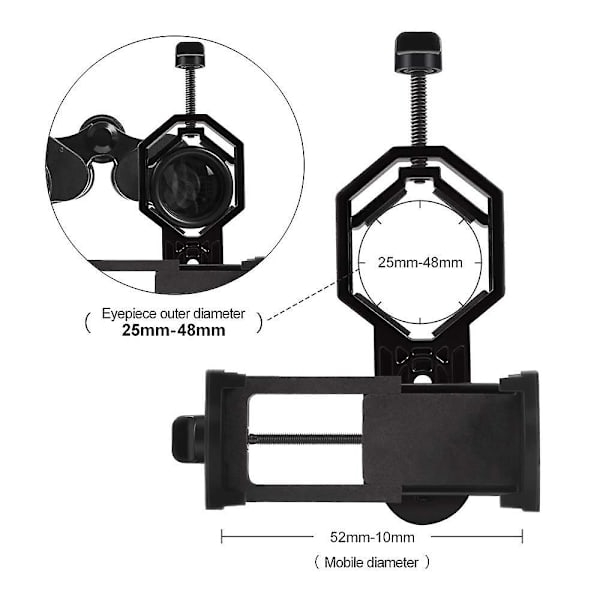 Universal Teleskop Kamera Adapter Mobiltelefon Adapter Monteringsclips Beslag Holder Til Spotting Kompatibel