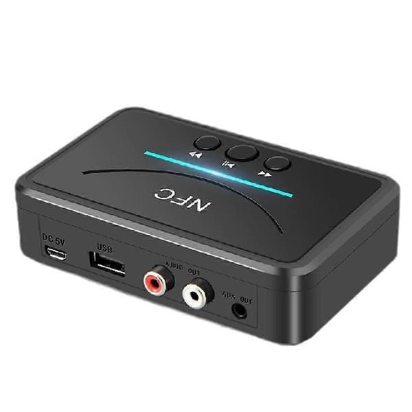 Bluetooth 5.0-mottaker med NFC 3,5 mm jack 2RCA USB HiFi stereolydadaptermottaker for PC bilhøyttalerforsterker