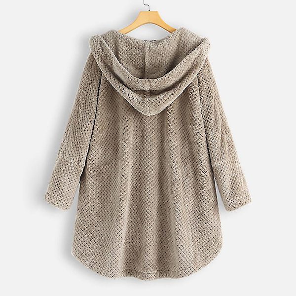 Dame Åben Front Hættetrøjer Langærmet Fleece Cardigans Moderigtigt Løst Varmt Overtøj Til Vinter Ny Apricot 4XL