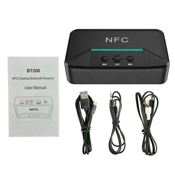 [LCS] Trådløs Bluetooth 5.0-mottaker 3,5 mm Jack AUX NFC til 2 RCA Audio Stereo-adapter