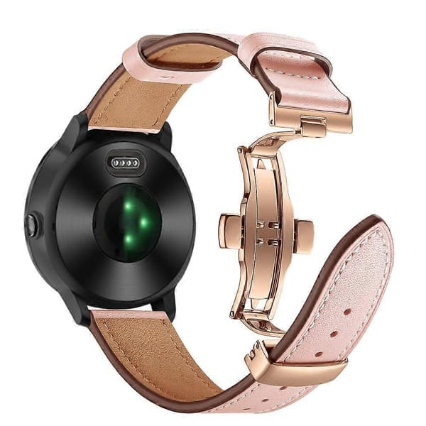 [LCS]20mm Top-layer koskind ægte læder urrem erstatning til Garmin Vivoactive 3 Vivom Multicolor Rose Gold+Pink