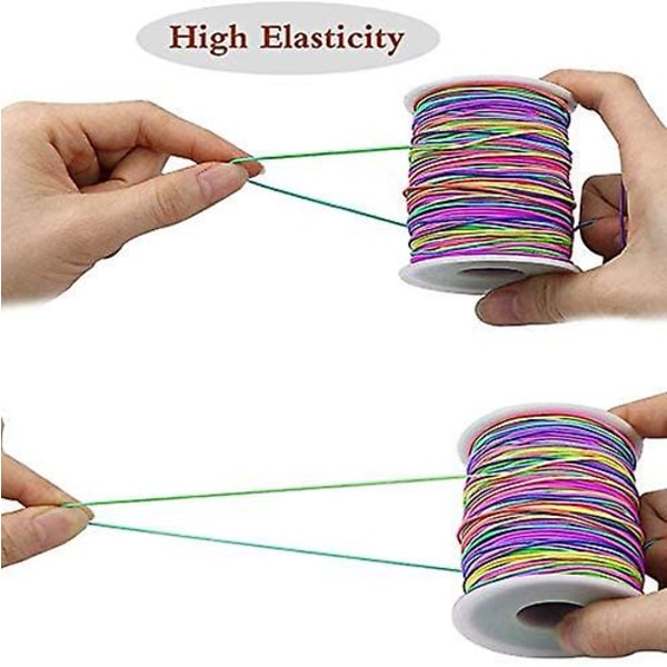 Strækbart armbånds snor robust regnbue elastisk snor til smykkefremstilling 1.2MM 85M