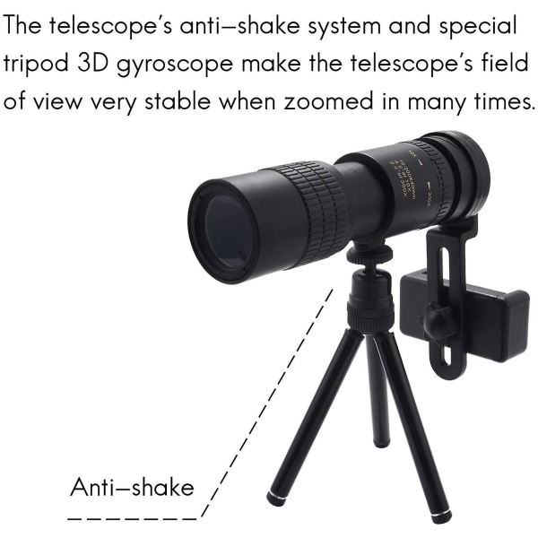 10-300x40mm Super Telefoto Zoom Monokulärt Teleskop med Stativ
