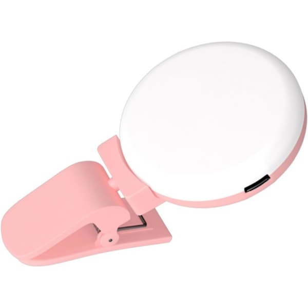 Mobiltelefon LED Selfie Ring Light Bærbar Mini Holdbar Praktisk Tre-Trins Dæmpning Cirkel Fotografering Clip Fill Light(FMY)