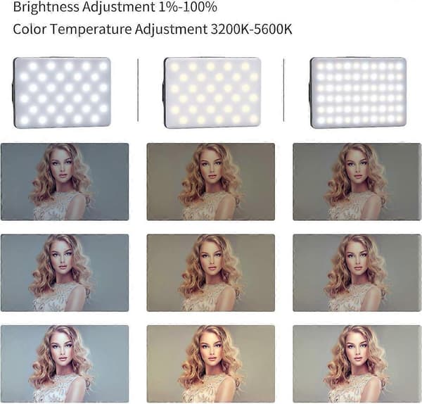 Bærbar PC iPhone iPad Android 60 LED Videolys 3200-5600K 3 Lysmoduser USB og 10 Nivåer Dimbar Lysstyrke CRI95+ Bærbart Lys for Telefon