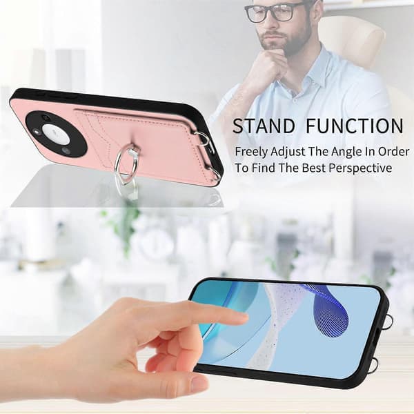 [LCS]R20 Ring Card Holder Phone Case Pink For Honor X60 / X9c Smart