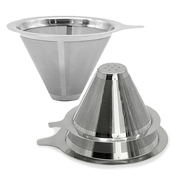 [LCS] Kaffefilter i rustfrit stål Multifunktionelt dobbeltlagsfiltertragt Genanvendeligt kaffebrygningsværktøj Medium