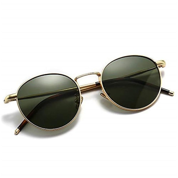 Uv400 Skydd Runda Vintage Polariserade Solglasögon Dark Green