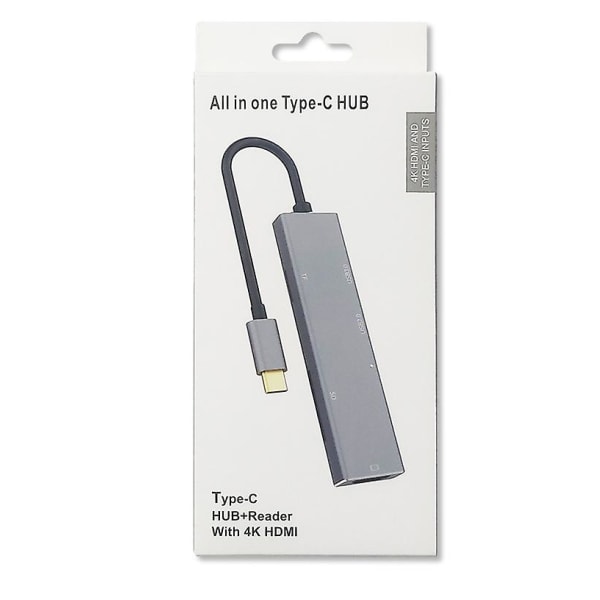 typ-c till HDMI-expansionsdocka, 6-i-1-hubb med USB 3.0 SD/TF-stöd