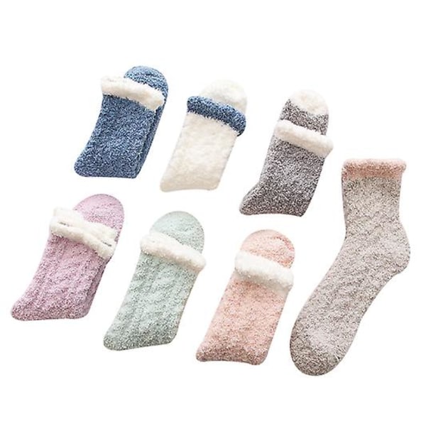 7-pack Fuzzy Plush Sockor för Kvinnor och Flickor - Vinter, Fluffiga, Casual