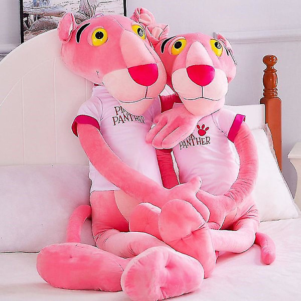 Rosa Panter Plysjleker Søte Lange Ben Mykt Dyr Rosa Leopard Kawaii Gave Utstoppet Dukke Barnebursdagsgave med klær 60cm with clothes