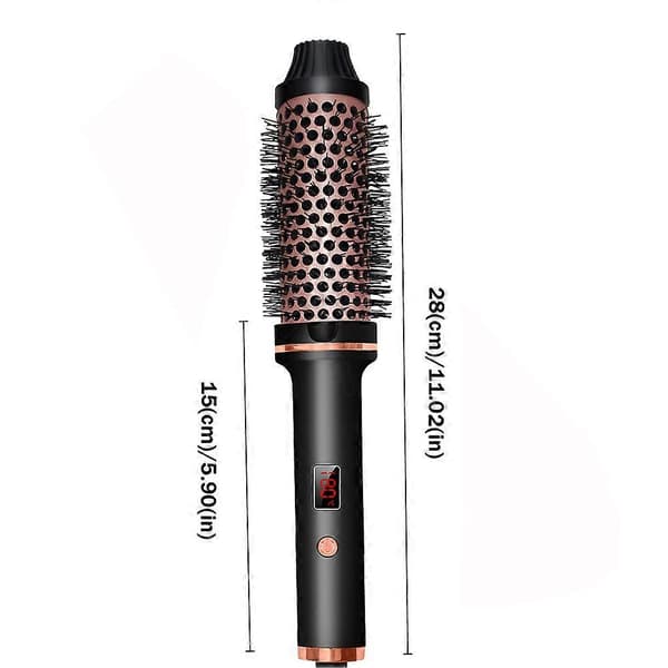 Termisk hårbørste krølling rettetang varm børste for hårstyling tilbehør Black EU plug
