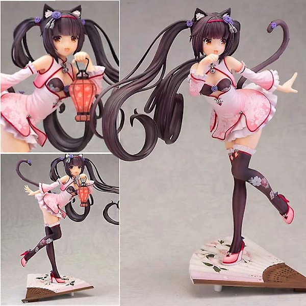 Nekopara Alphamax Modell Japanskt Spel Choklad / Vanilj Statisk Modell Gåva För Fans Samling Cheongsam Chocolate
