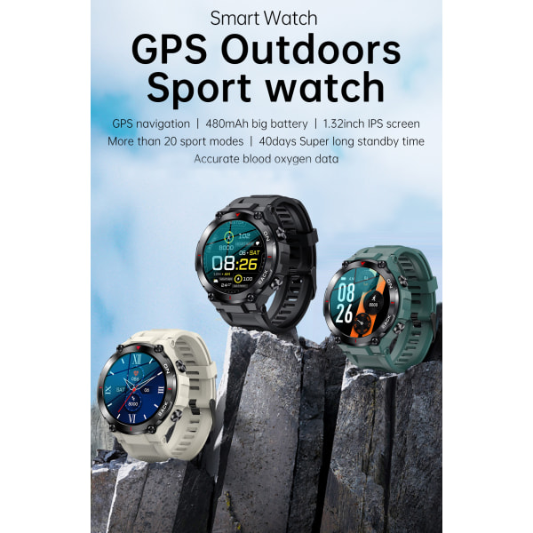 Smart Watch Man GPS Herr Smart Watch Dam för Android iOS IP67