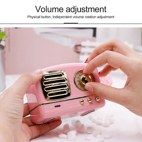Retro Langaton Bluetooth-yhteensopiva Kaiutin Vintage Mini Stereokaiutin Pink
