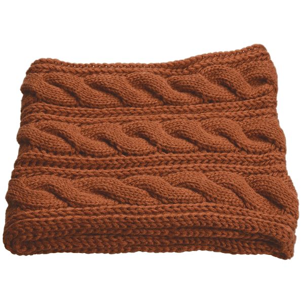 Dam Tjock Ribbstickad Vinter Infinity Cirkel Loop Halsduk Brown
