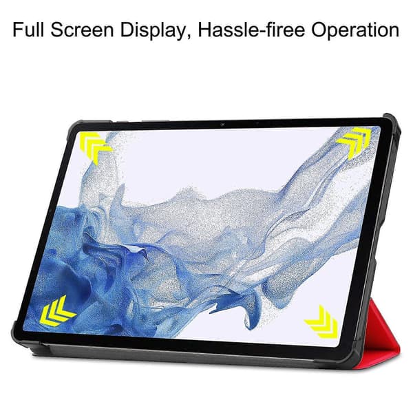 Til Samsung Galaxy Tab S10 FE S9 Tri-Fold Stativ Folio Deksel PU-skinn Auto Vekke/Søvn Nettbrett C Red Red