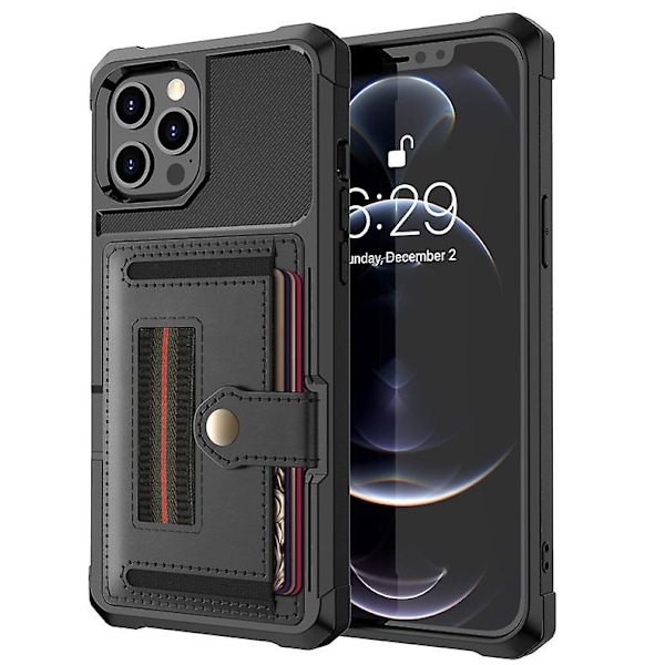 Iphone 12 12pro 11 11pro Skal Med Korthållare Multifunktionellt Anti-fall Fodral Black iPhone 11 Pro