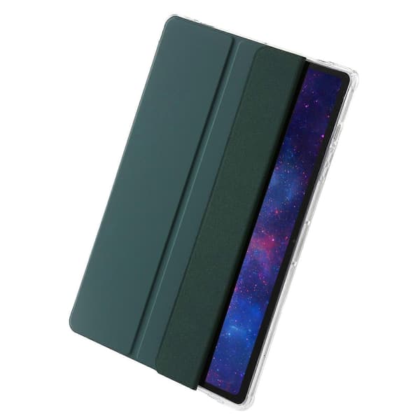 3-foldet klart akryl læder tablet etui Deep Green For Samsung Galaxy Tab S10 FE+