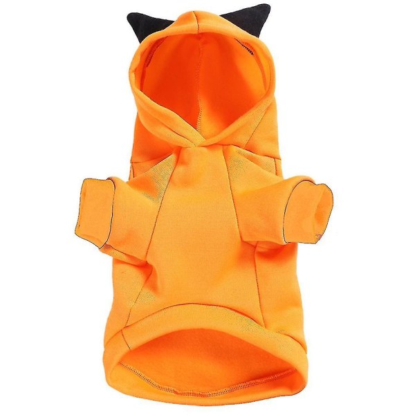 Hund Halloween Pumpa Huvtröja Kostym Valp Hoodie Kläder Yellow L