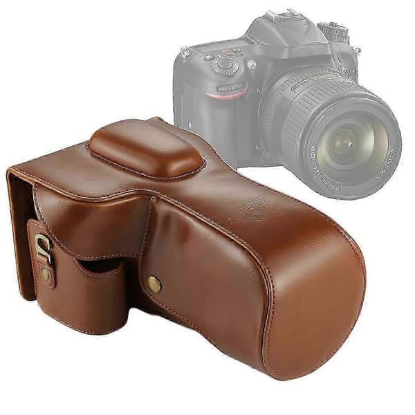 [LCS]Nikon D7200 D7100 D7000 Helkropps PU-läder Kameraväska Brown