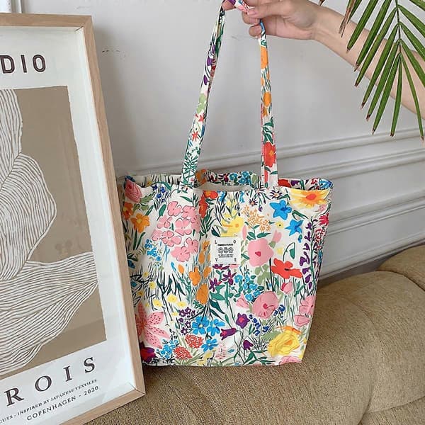 Spand til kvinder Arbejdstasker til kvinder Tote Printing Canvas Skuldertaske Retro Casual Håndtasker Messenger Tasker