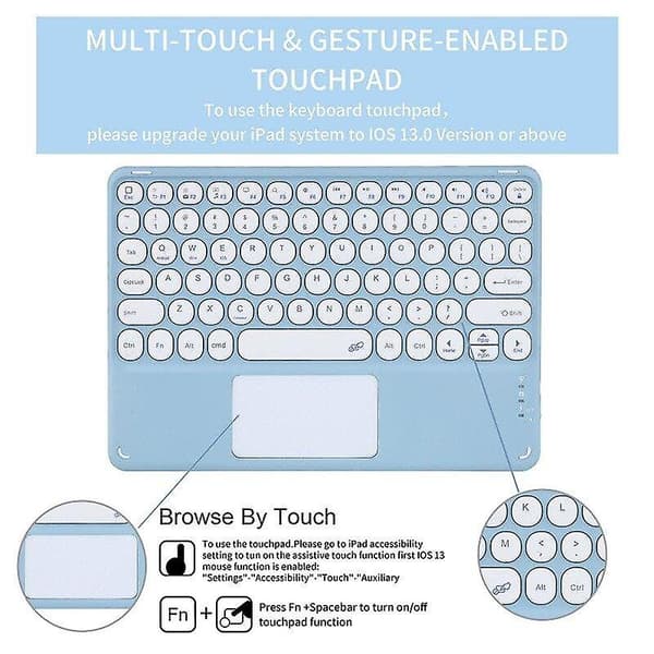 [LCS]Rund tangentbordsfodral Bluetooth-tangentbordsfodral kompatibelt med 2020 iPad a
