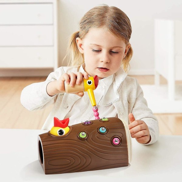 Finmotorik, magnetiska leksaksspel för toddler för 2 3-åringar Flickor Pojkar, förskoleleksaker - Hungriga hackspettleksak
