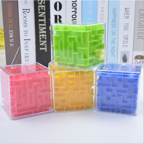 3D Labyrint Magisk Speed Cube, Transparent Sexsidig Pussel, Rullande Bollspel blue