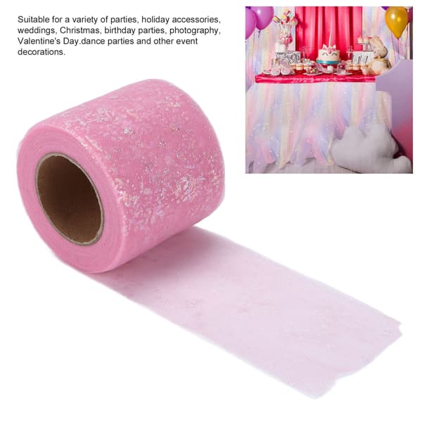 [LCS] Tyllstoff DIY Håndverk Slitestyrke Symfoni Polyester Lett Bærbar Tyllruller 6cm Lys Rosa