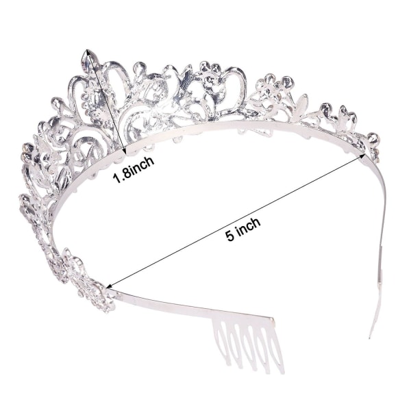 Silverkristall tiara kröner elegant prinsesskrona med kamtiaror 05 pink