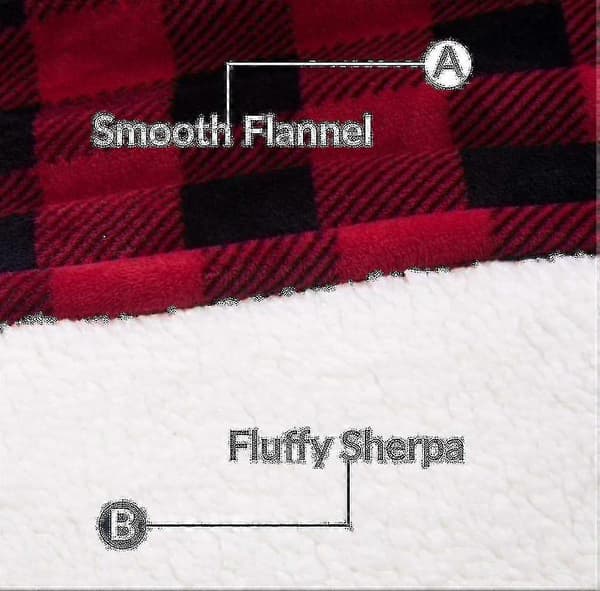 Teppegenser Oversized Hettegenser Brukbar Teppe Myk Varm Komfortabel Stor Frontlomme S-zong Red and black check