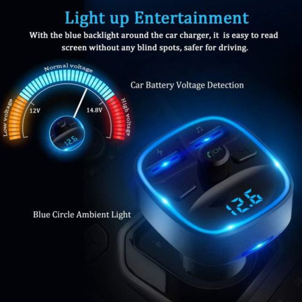 Bovon Bluetooth FM Transmitter, Trådløs FM Transmitter Bilsæt