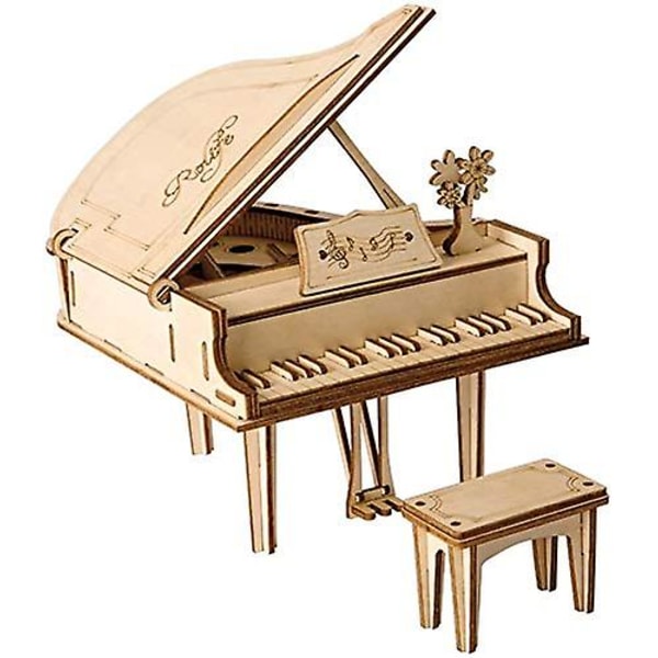 Klassiskt Piano Model Kit DIY Mekanisk DIY Woodcraft Pussel Set Present för barn Tonåring Vuxna (flygel)