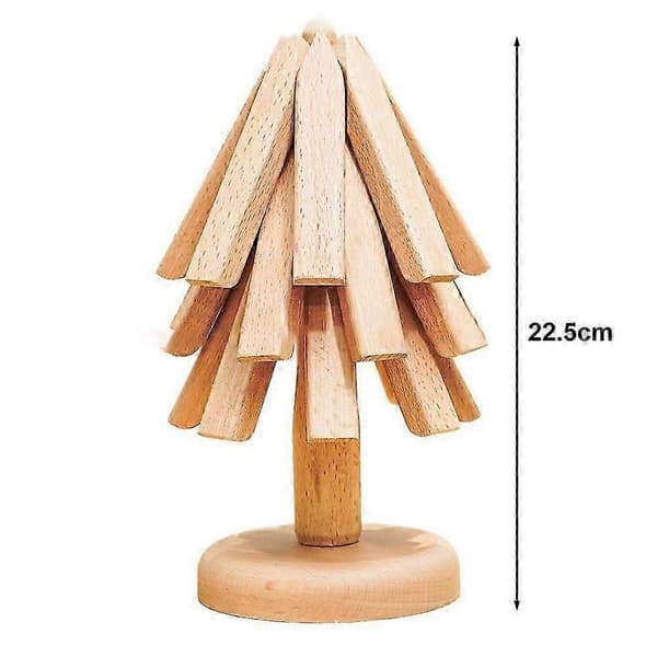 Træunderlag til varme retter 3/4 stk. træformede bordskånere sæt med stativ træstativ bordskåner sæt [MI] Ebony Triple Layer