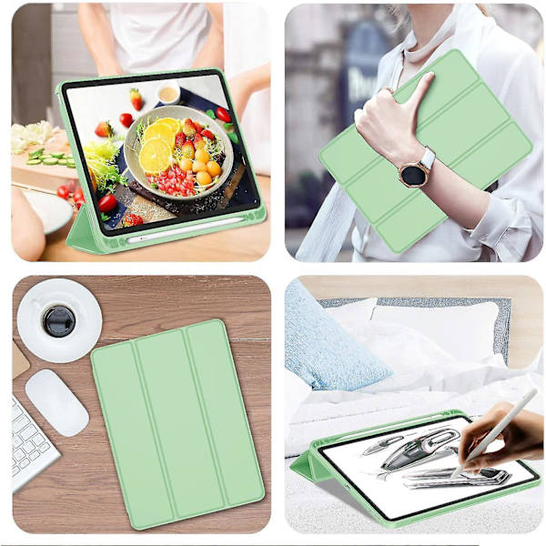 Kompatibel med Ipad Air 4:e generationens fodral 2020 med pennhållare, Ipad Air4 10,9 tums fodral, Stöttåligt smart skal green