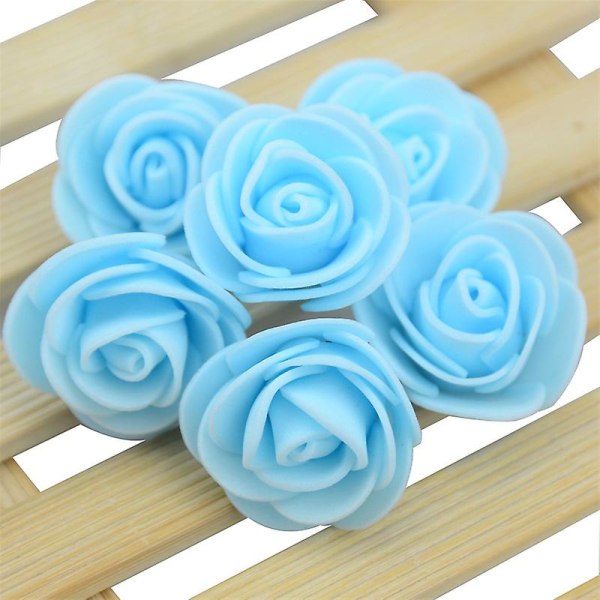 100 st Mini Handgjord Bubble Foam Rose för bröllop Heminredning Scrapbooking Flower Craft krans Light Blue