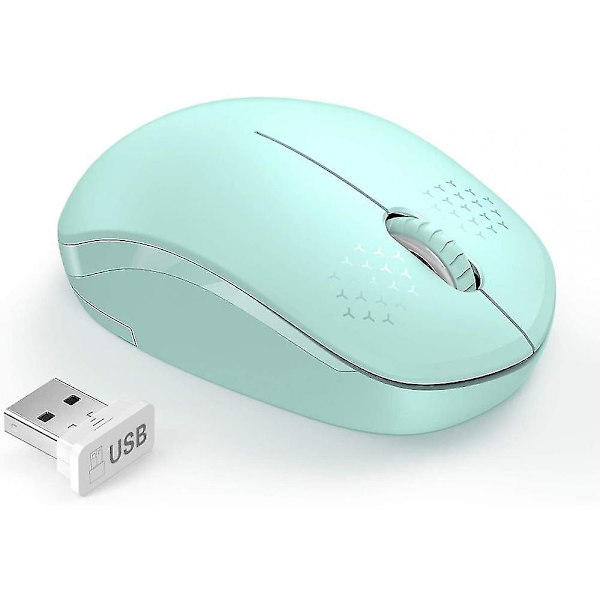 Trådløs mus, 2,4g lydløs mus med USB-modtager, bærbar computermus (grøn)