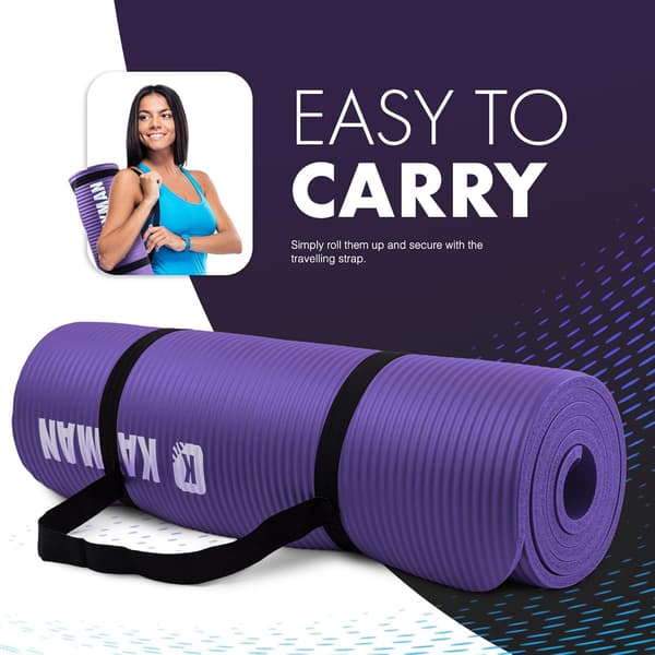 Yoga Mat - Multifunctional Extra Thick Foam Exercise Mat - Ideal Floor Mat for Pilates, Stretching, Strength Training & Therapy - 183 x 60 cm (Purple)