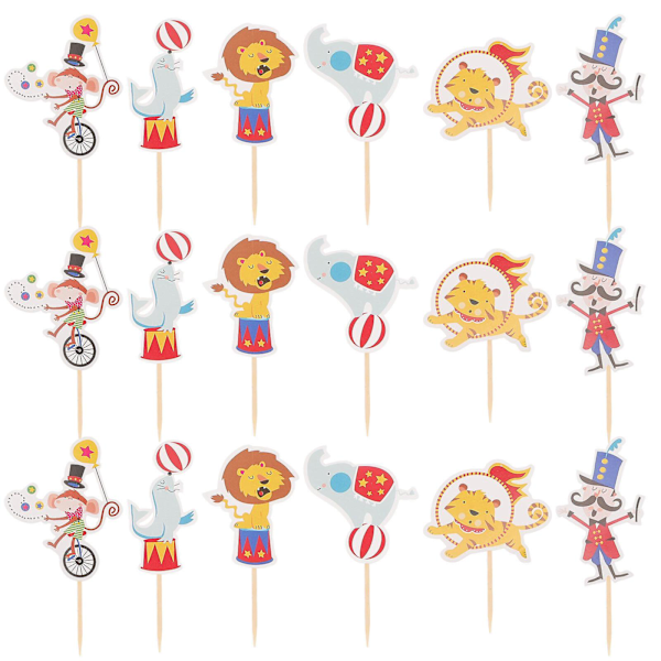 48 st cirkusclown tårtdekorationer karneval cupcake toppers
