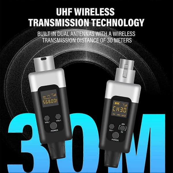 0V/48V Trådløs XLR Mikrofon Sender og Mottaker Mikrofon Trådløst System Oppladbart for Dynamisk Mikrofon