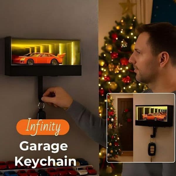 [LCS]initys LED Garage Nøgleholder Vægmontering LED Modelbil Displayboks Bilnøgleholder Organizer Med LED-Lys Sort