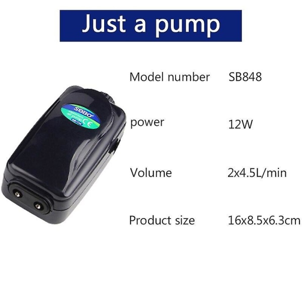Hög effekt 8w 12w akvarium syre luftpump fisk akvarium luftkompressor Sb848 just a pump Eu plug